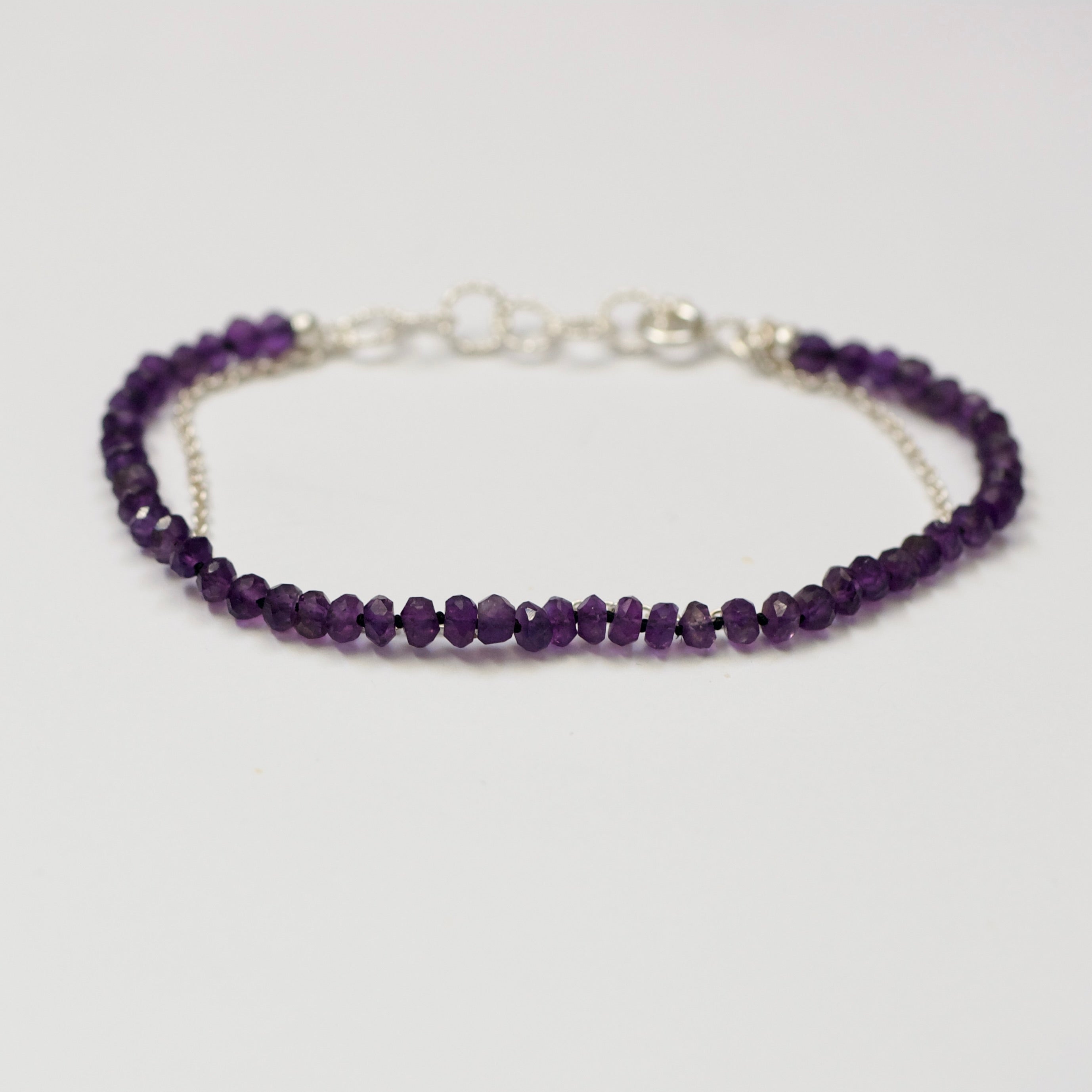 Zilveren Amethist Armband — Diep Paars
