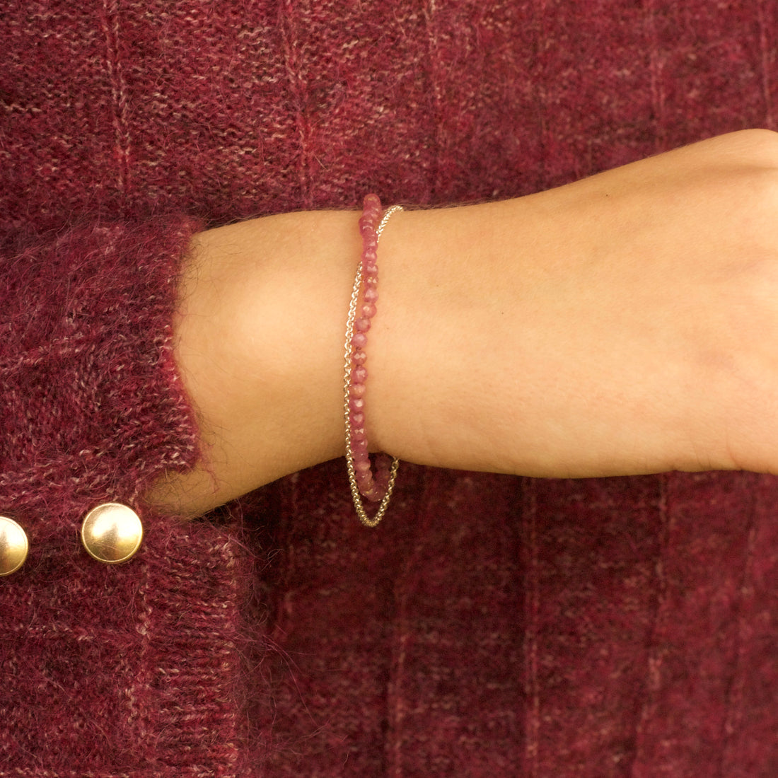 zilveren armband met roze toermalijn-Hester Zagt