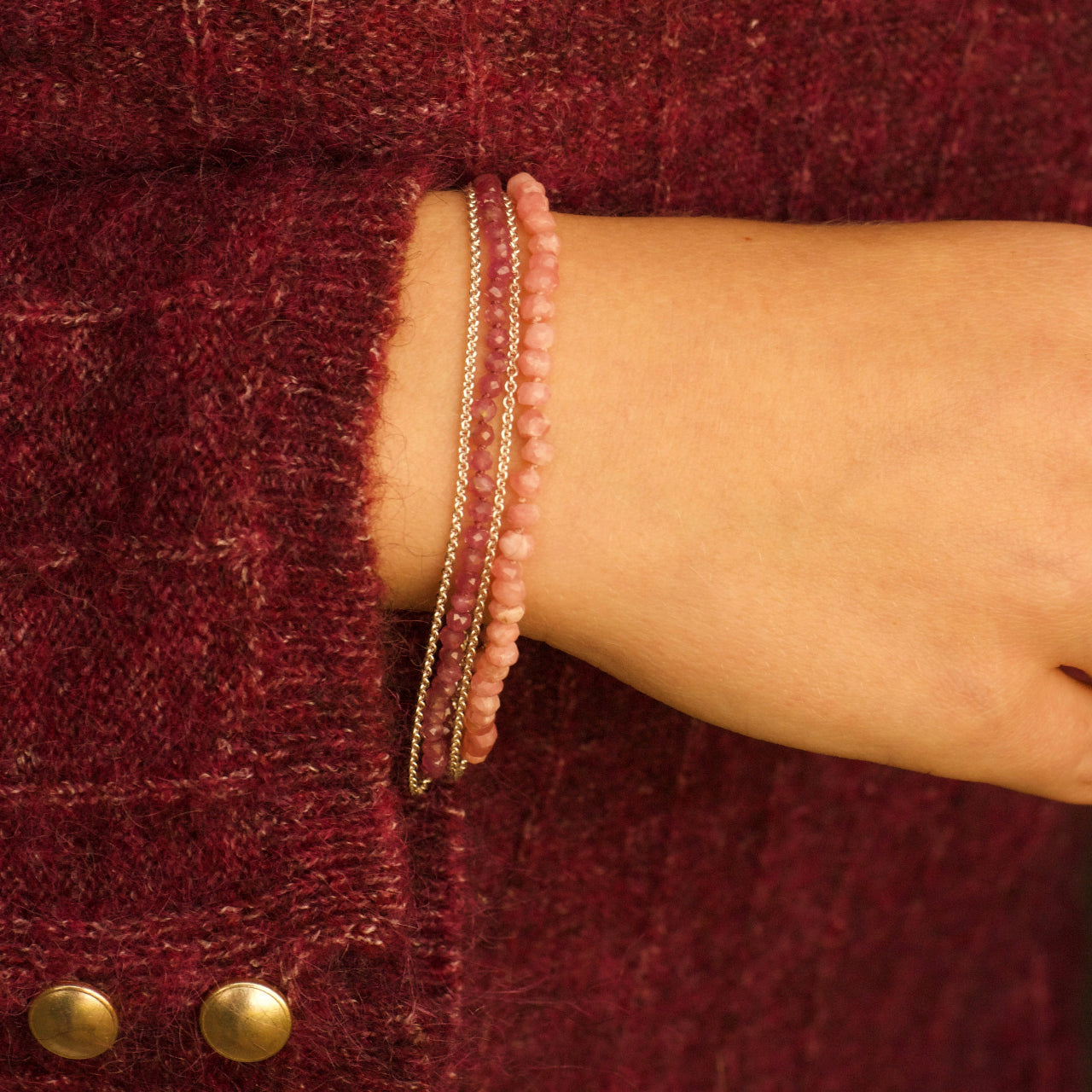 zilveren armbanden met rodochrosiet en toermalijn-Hester Zagt