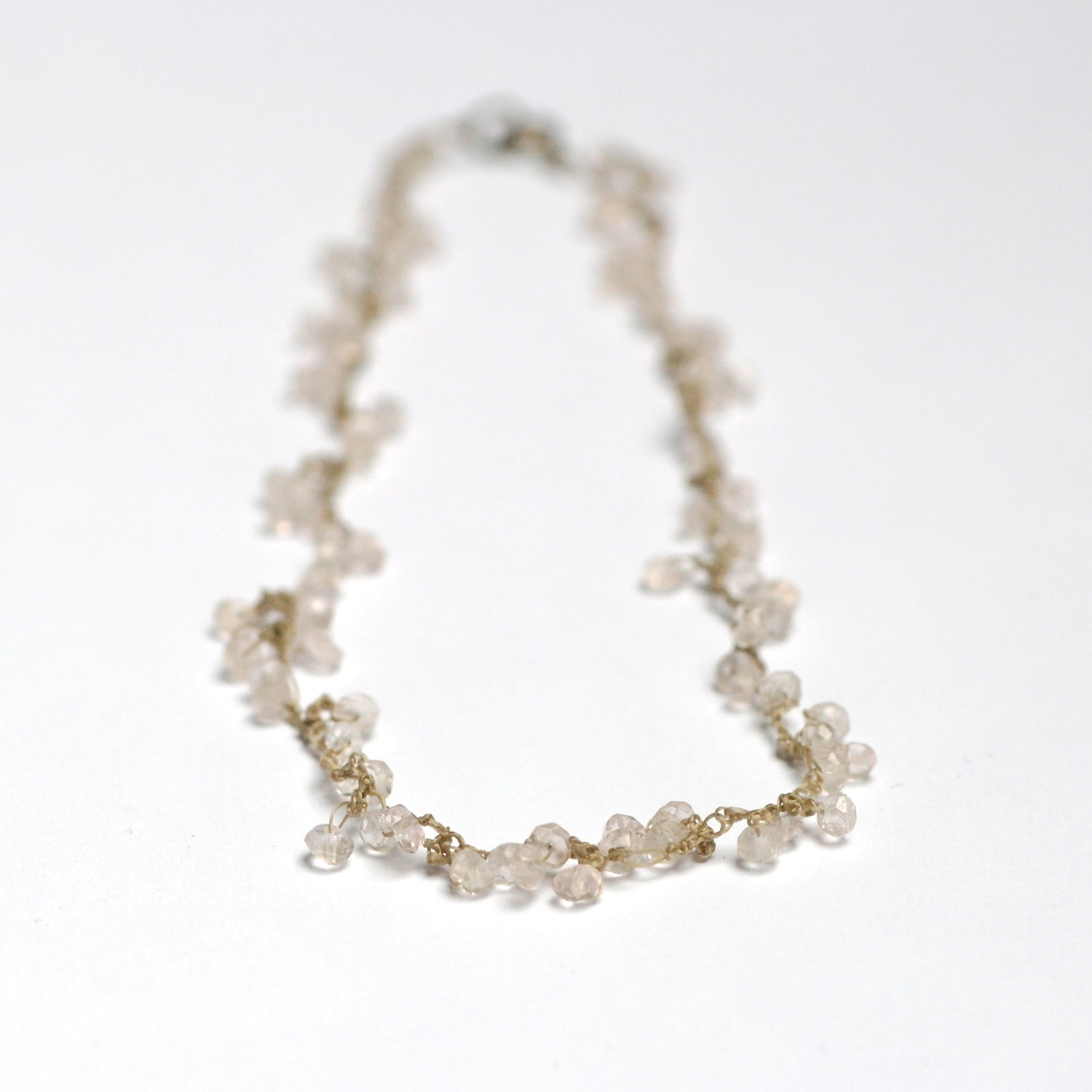 pearl necklace, crocheted necklace with white pearls, p66