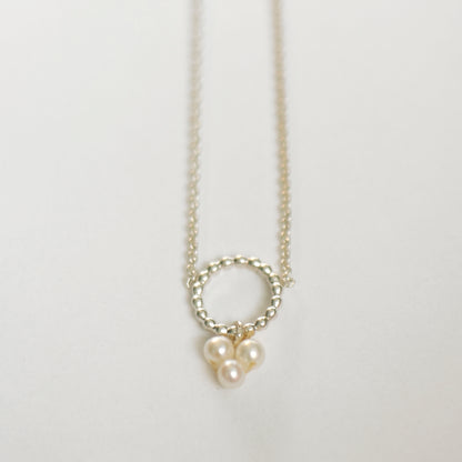 parel ketting zilver met witte zoetwaterparels